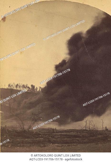 Rixford oil fire, Pennsylvania, West & Waddell, 1870s, Albumen silver print
