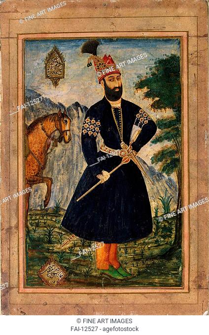 Portrait of Nader Shah the Great. Bahram naqqash-bashi (18th century). Gouache, gold and silver on cardboard. The Oriental Arts. 1743