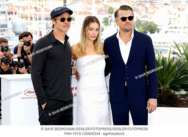 Brad Pitt, Margot Robbie and Leonardo DiCaprio at the 'Once Upon a Time in Hollywood' photocall during the 72nd Cannes Film Festival at the Palais des Festivals...