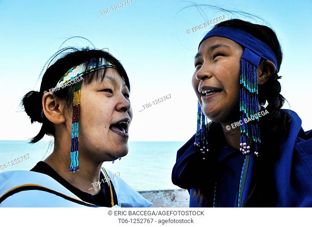 Inuit women singing Inuit songs, Pond Inlet village, Baffin Island, Nunavut, Canada