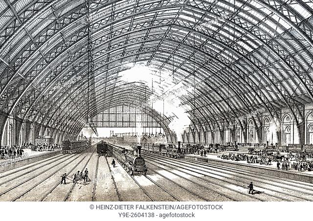 St Pancras railway station, a central London railway terminus located on Euston Road in the London Borough of Camden, 19th century, London, England