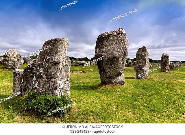 Menec alignment, dolmen, megalithic site of Carnac, Morbihan, French Brittany, France, Europe