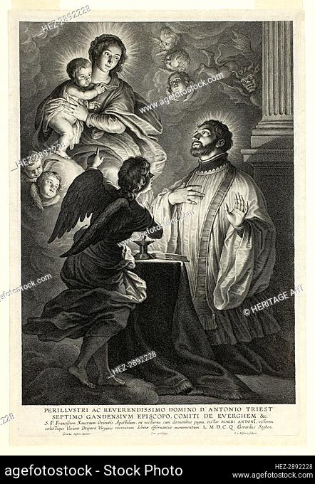 The Virgin and Child Appearing to Saint Francis Xavier, 1610/59. Creator: Schelte Adamsz Bolswert