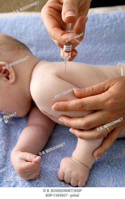VACCINATING AN INFANT Models. 3-month-old baby boy