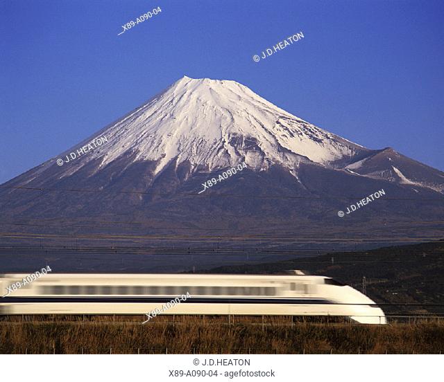 Mount Fuji and Shinkansen Bullet Train , Japan