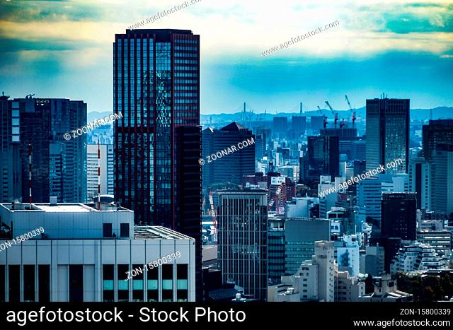 Tokyo skyline seen from the Tokyo Tower Observatory. Shooting Location: Tokyo metropolitan area