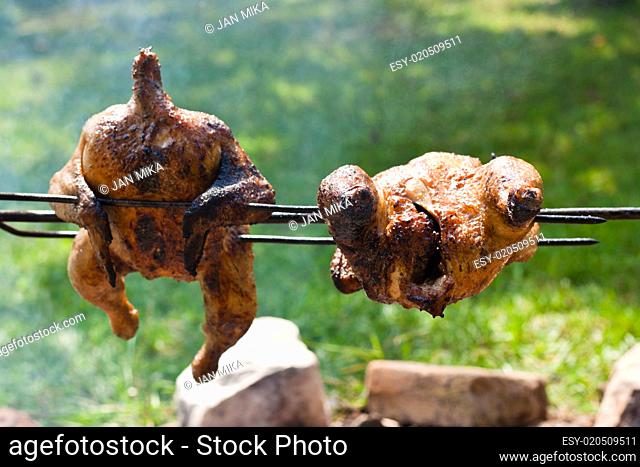 whole grilled chickens