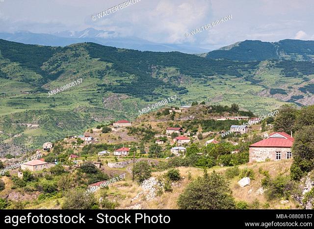 Nagorno Karabakh Republic, Berdzon, high angle town view