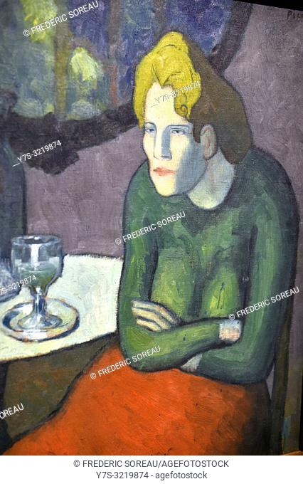 The Absinthe Drinker, verso: woman at the theater, 1901, oil on canvas, a painting by Pablo Picasso, Obersteg Foundation