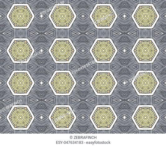 Seamless striped vector pattern. Vintage colored decorative repainting background with tribal and ethnic motifs. Abstract geometric roughly hatched shapes...