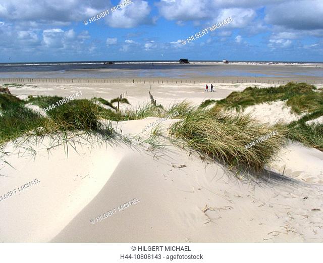 coast, dunes, ebb, tide, Germany, Europe, grass, low, mud flats, Sankt Peter Ording, sand, sand dunes, Schleswig-Hol