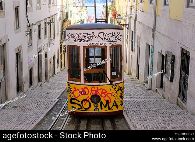 The colorful Bica tram in Lisbon
