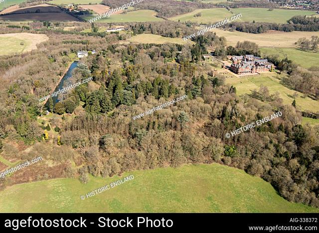 The landscape park at Bulstrode Park, Buckinghamshire, UK. Aerial view