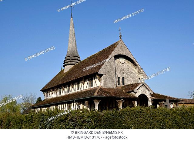 France, Aube, Lentilles, Saint Jacques and Saint Philippe church with timber frames built around 1512