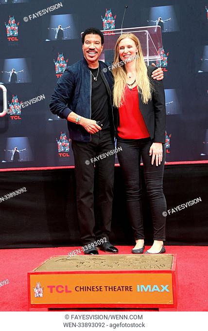 Lionel Richie Hand And Footprint Ceremony at TCL Chinese Theatre Featuring: Lionel Richie, Alwyn Hight Kushner Where: Hollywood, California
