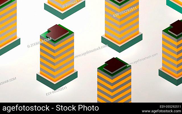 Abstract background with isometric city. 3d rendering