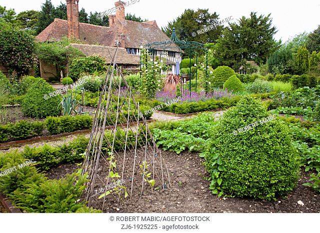 Walled kitchen garden with gravel path, Bexon Manor Kent England