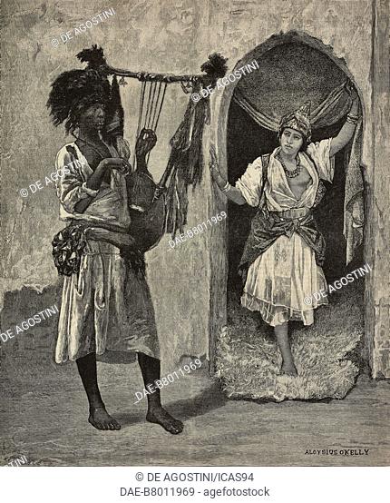 A Sudanese minstrel in Egypt, engraving from The Illustrated London News, volume 97, No 2693, November 29, 1890
