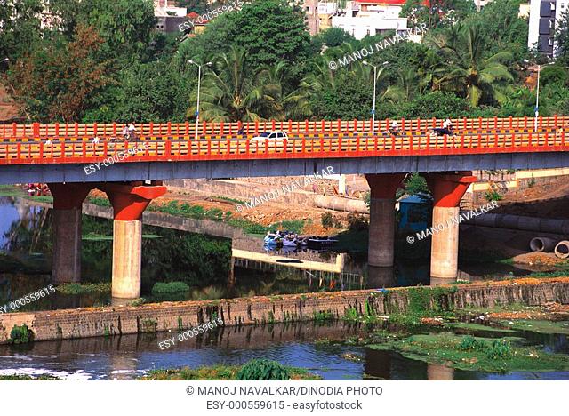 Rajaram bridge on Muthia river connecting city at Sinhararh road , Pune , Maharashtra , India