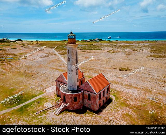 Island of Klein Curacao in the Caribbean near the Island Curacao with the red lighthouse, small island Curacao