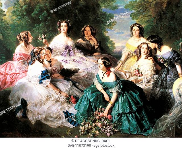 Eugenia de Montijo (Granada, 1826 - Madrid, 1920), Empress of France surrounded by her ladies in waiting. Painting by Franz Xaver Winterhalter (1805-1873)