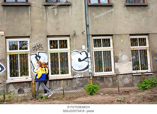 School kids walking home, Lodz, Central Poland