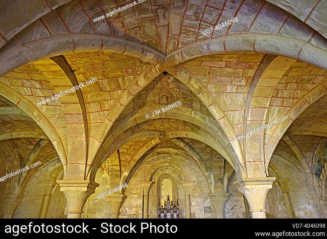 Veruela Abbey (Real Monasterio de Santa María de Veruela), cistercian 12th century. Chapter house (romanesque). Vera de Moncayo, Zaragoza, Aragón, Spain