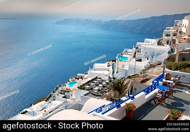 Fira town and the caldera in Santorini Greek island in the Aegean sea Greece