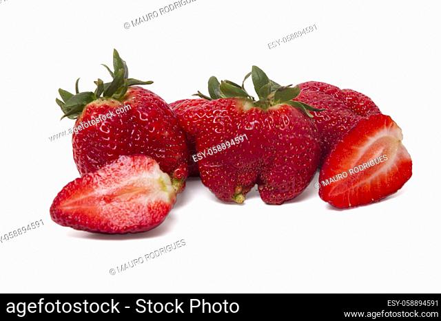 Close up view of fresh strawberry isolated on a white background