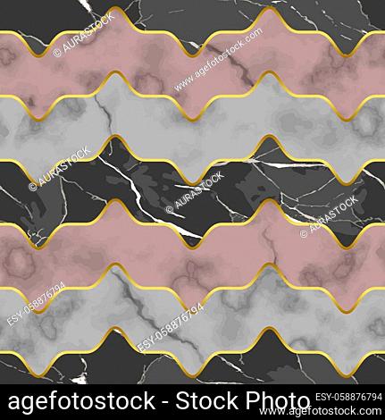 Marble luxury striped seamless pattern with golden decor for wallpapers, textile prints, repeat backgrounds, interior tile and fabric