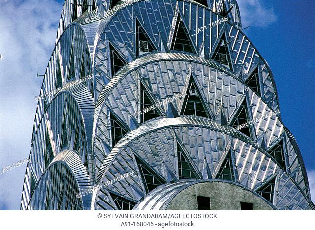 Chrysler Building. Detail of the stainless steel roof. New York City. USA