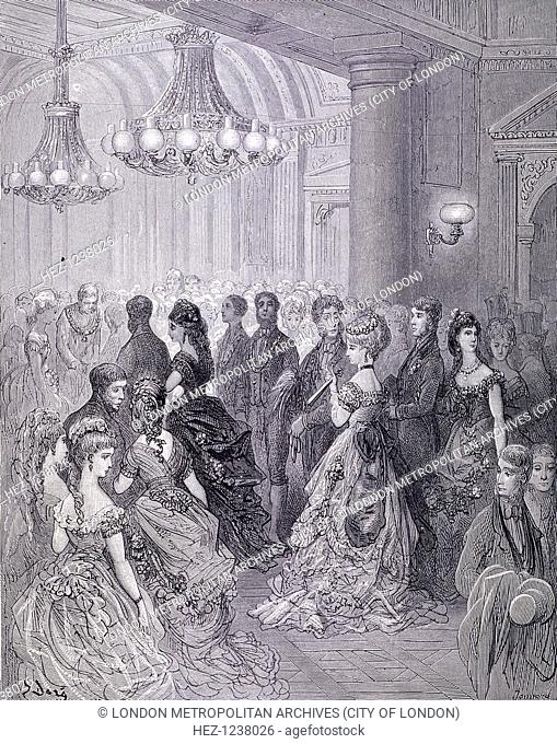 'A Ball at the Mansion House', 1872. Interior view of Mansion House in London during a ball. Taken from London: A Pilgrimage by Blanchard Jerrold and Gustave...