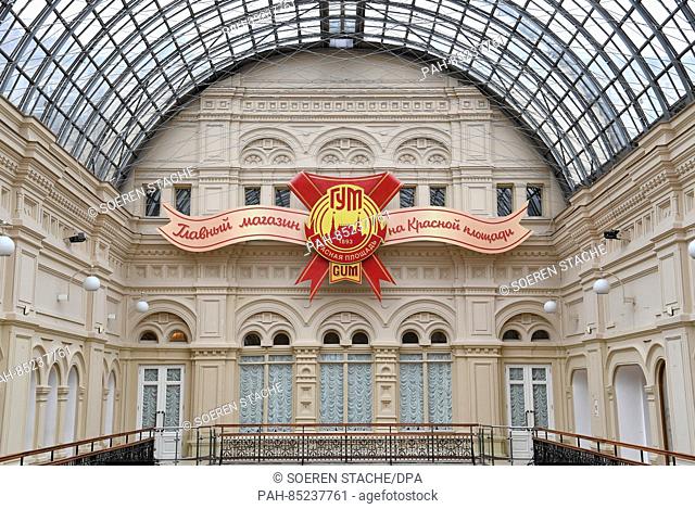 The GUM shopping center in Moscow, Russia, 22 September 2016. Today the former department store built in Russian Traditionalism between 1890 and 1893 is a...