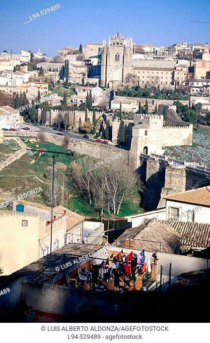 Monastery of San Juan de los Reyes on the top of the Toledo old fortified town. Castilla-La Mancha, Spain