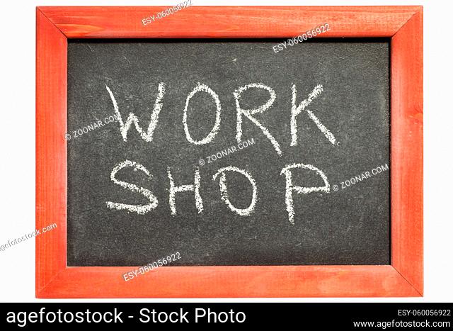workshop word handwritten on vintage blackboard