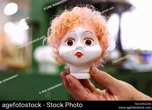 RUSSIA, VORONEZH - DECEMBER 19, 2023: A doll's head is pictured at the Igrushki toy factory. The enterprise is engaged in production of PVC plastisol toys