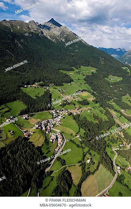 Ahornach, aerial picture, Ahrntal, big Moosstock, South Tirol, Italy