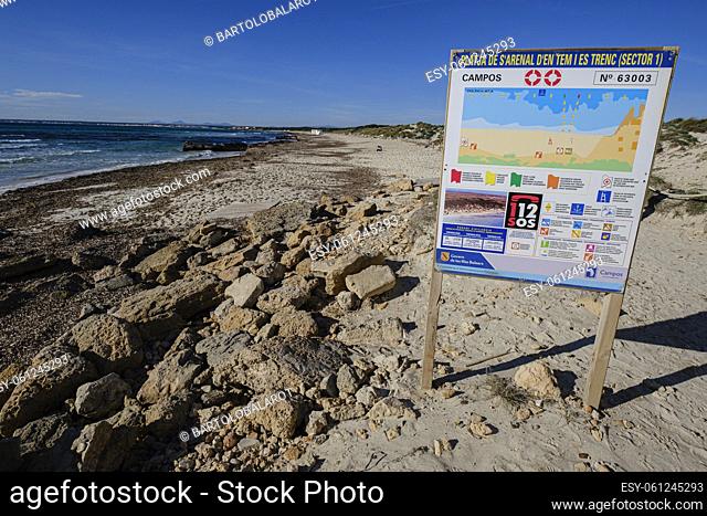 Es Perengons Petits beach, Es Trenc, Campos, Mallorca, Balearic Islands, Spain