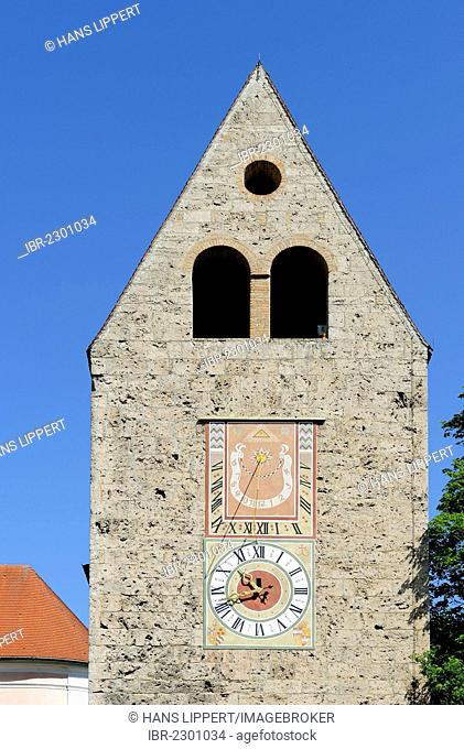 Roman Tower, Roemerturm, Wessobrunn monastery, Pfaffenwinkel region, Upper Bavaria, Bavaria, Germany, Europe