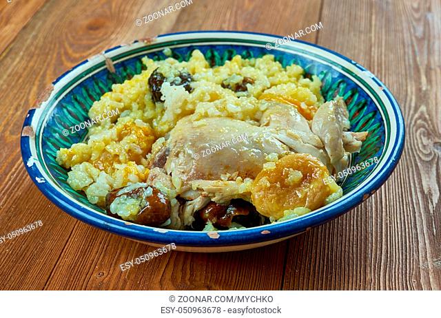 Tunisian Dried Fruit, Chicken Pilaf - African cuisine