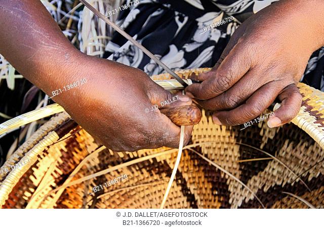 Basket making at Shorobe, Botswana