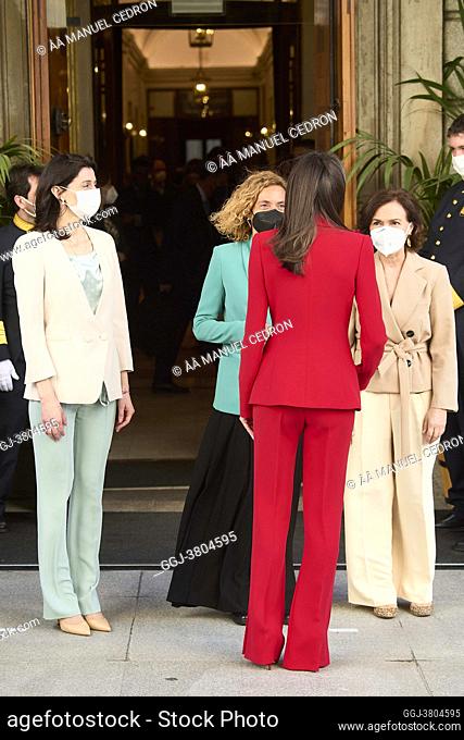 Queen Letizia of Spain attends the tribute to the figure of Clara Campoamor at Congress of Deputies on April 12, 2021 in Madrid, Spain