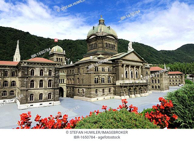 Federal Parliament in miniature, Swissminiatur, Melide, Lugano, Ticino, Switzerland, Europe