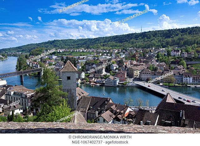 View from Munot Fortress over the town of Schaffhausen, High Rhine, Canton of Schaffhausen, Switzerland, Europe