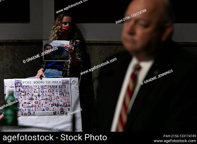 Deveney Williams holds a photograph of her friend, Samya Rose Stumo who was killed in the March 10, 2019, crash of Ethiopian Airlines flight 302
