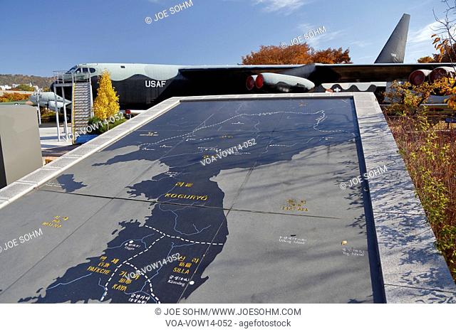 C-123 Provider Transport and map of Korean war, (USA), War Memorial of Korea, Jeonjaeng ginyeomgwan, Yongsan-dong, Seoul, South Korea - NOVEMBER 2013
