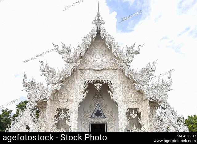 Entrance of the White Temple (Wat Rong Khun); a Buddhist temple designed and constructed by national artist Chalermchai Kositpipat and one of the most...