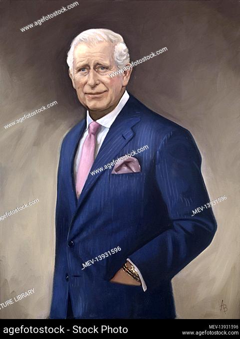Portrait of King Charles III commissioned from artist Alastair Barford by ILN. The portrait was painted in oils by the artist Alastair Barford