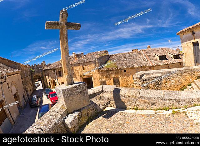 Street Scene, Tipycal Architecture, Maderuelo Medieval Monumental Village, Maderuelo, Segovia, Castilla y León, Spain, Europe