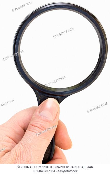 Holding Magnifying Glass Isolated With Clipping Path